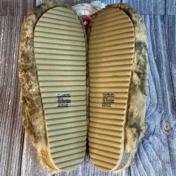 Vintage Havana Easy Brown Faux Sherpa Cork Suede Slip on Slides - Picture 5 of 9